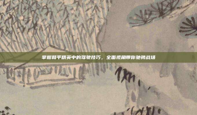 掌握和平精英中的驾驶技巧,全面视角带你驰骋战场