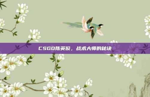 CSGO陈英俊，战术大师的秘诀