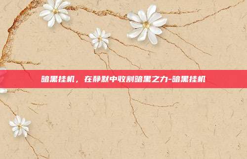 暗黑挂机，在静默中收割暗黑之力-暗黑挂机