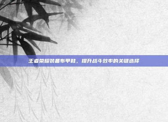 王者荣耀装备布甲鞋，提升战斗效率的关键选择