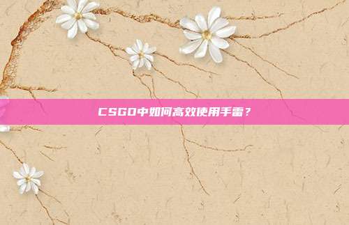 CSGO中如何高效使用手雷？