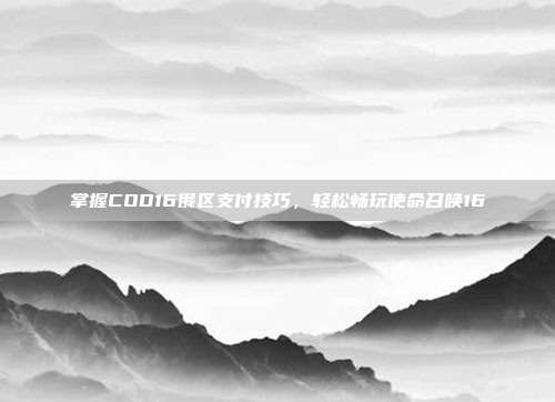 掌握COD16俄区支付技巧，轻松畅玩使命召唤16