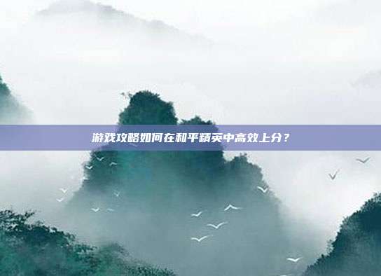 游戏攻略如何在和平精英中高效上分?