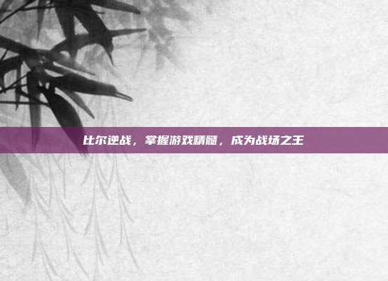 比尔逆战,掌握游戏精髓,成为战场之王
