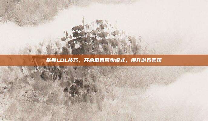 掌握LOL技巧,开启垂直同步模式,提升游戏表现