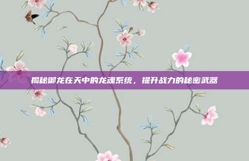 揭秘御龙在天中的龙魂系统,提升战力的秘密武器