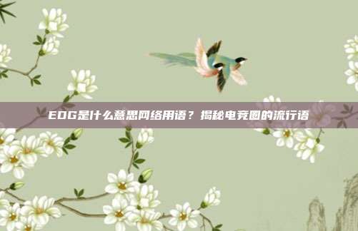 EDG是什么意思网络用语?揭秘电竞圈的流行语