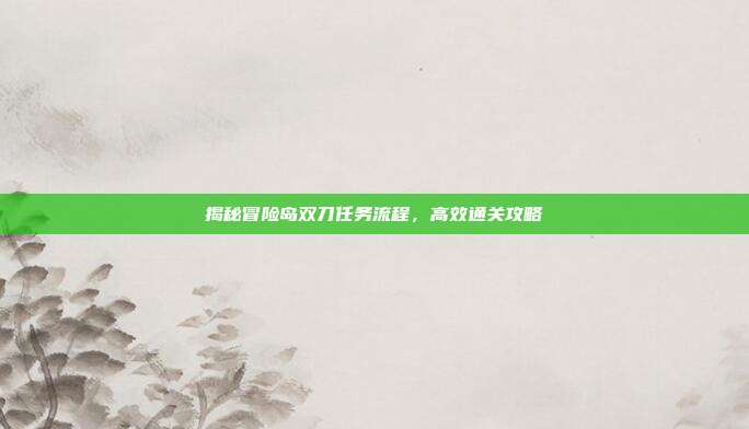揭秘冒险岛双刀任务流程,高效通关攻略