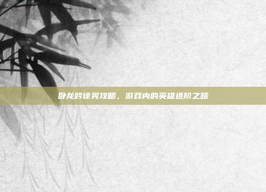 卧龙吟徐晃攻略,游戏内的英雄进阶之路