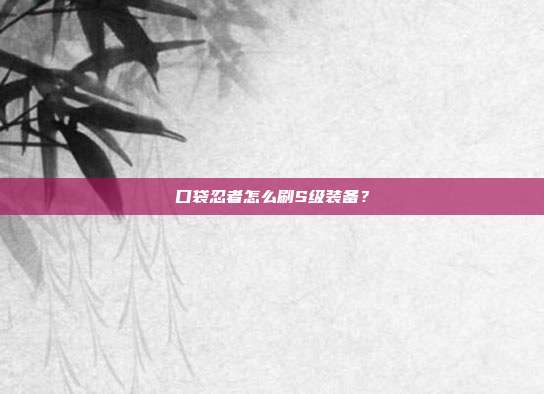 口袋忍者怎么刷S级装备?