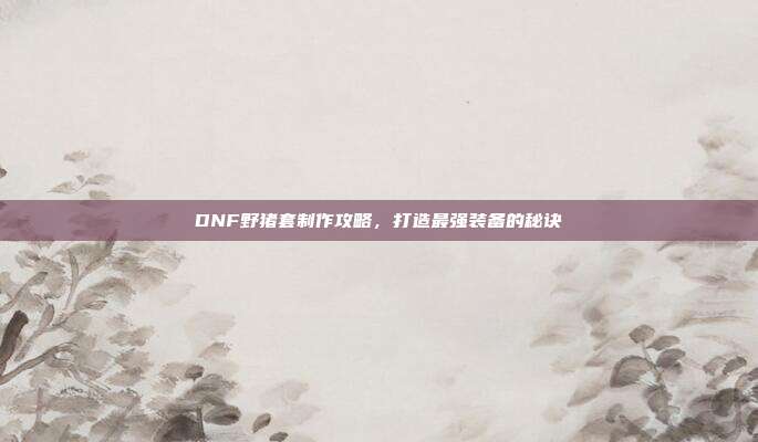 DNF野猪套制作攻略,打造最强装备的秘诀