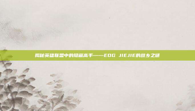 揭秘英雄联盟中的隐藏高手——EDG JIEJIE的故乡之谜