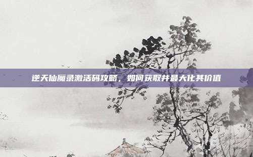 逆天仙魔录激活码攻略,如何获取并最大化其价值