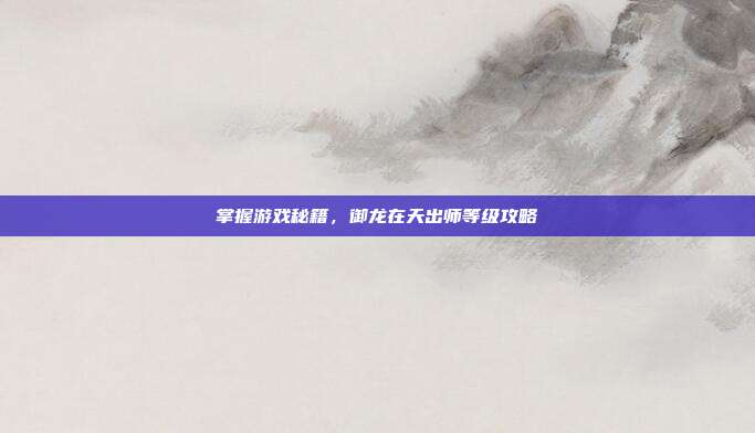 掌握游戏秘籍,御龙在天出师等级攻略