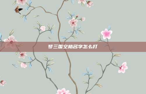 梦三国空格名字怎么打