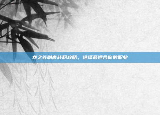 龙之谷刺客转职攻略,选择最适合你的职业