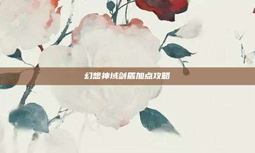 幻想神域剑盾加点攻略