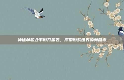 神途单职业手游开服表,探索游戏世界的新篇章