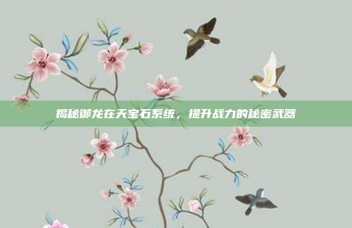 揭秘御龙在天宝石系统,提升战力的秘密武器