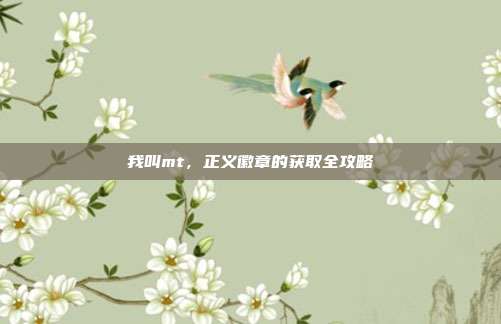 我叫mt,正义徽章的获取全攻略