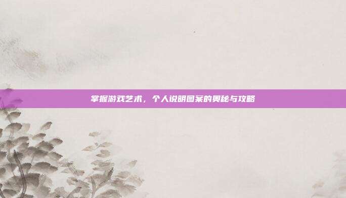 掌握游戏艺术，个人说明图案的奥秘与攻略