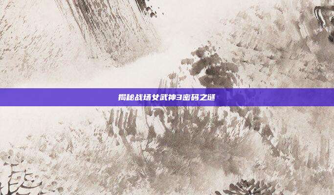 揭秘战场女武神3密码之谜