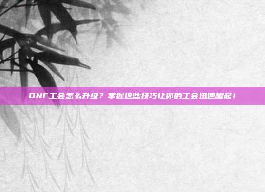 DNF工会怎么升级？掌握这些技巧让你的工会迅速崛起！