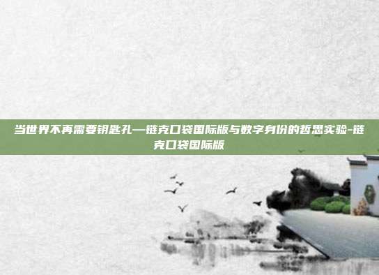 当世界不再需要钥匙孔—链克口袋国际版与数字身份的哲思实验-链克口袋国际版