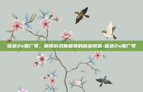 征途2s推广号，解锁游戏新篇章的秘密钥匙-征途2s推广号
