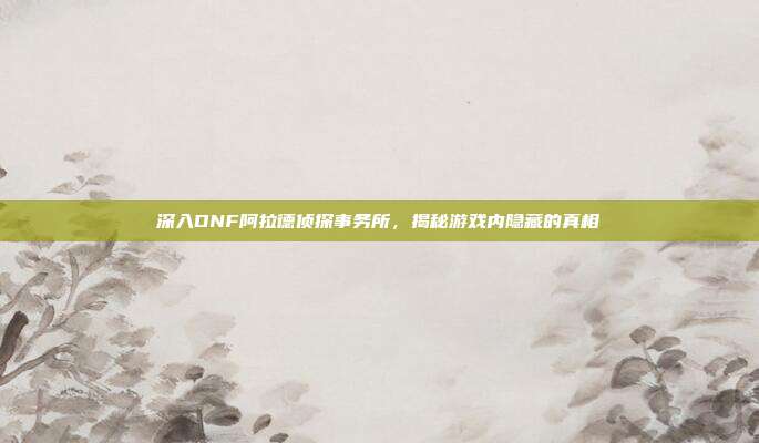 深入DNF阿拉德侦探事务所，揭秘游戏内隐藏的真相