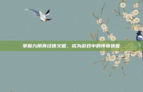 掌握九阴真经侠义值，成为游戏中的传奇侠客