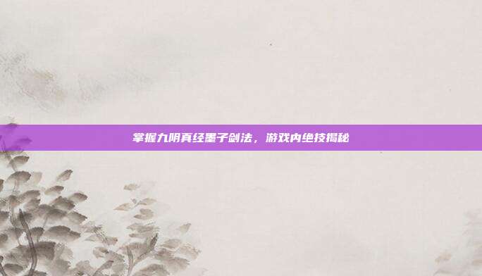 掌握九阴真经墨子剑法，游戏内绝技揭秘