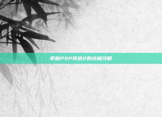 掌握PSP侍道2的终极攻略