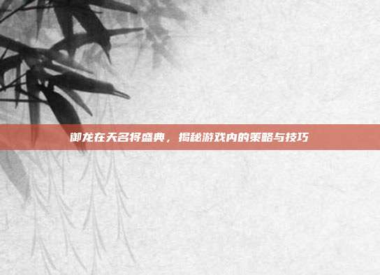 御龙在天名将盛典，揭秘游戏内的策略与技巧