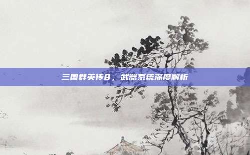 三国群英传8，武器系统深度解析