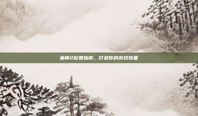 巫师2配置指南，打造你的游戏装备