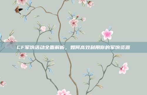 CF军饷活动全面解析，如何高效利用你的军饷资源