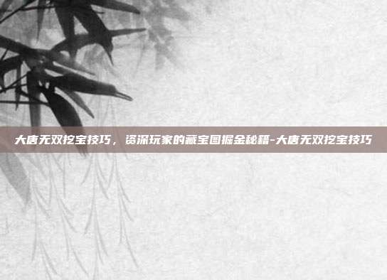 大唐无双挖宝技巧，资深玩家的藏宝图掘金秘籍-大唐无双挖宝技巧