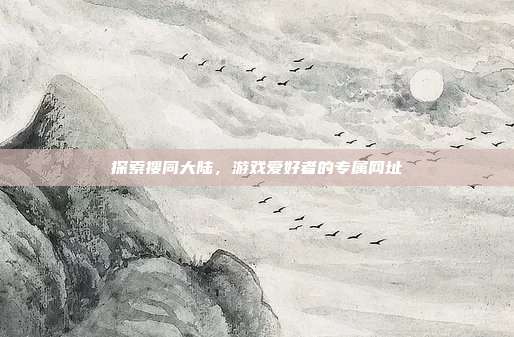 探索搜同大陆，游戏爱好者的专属网址