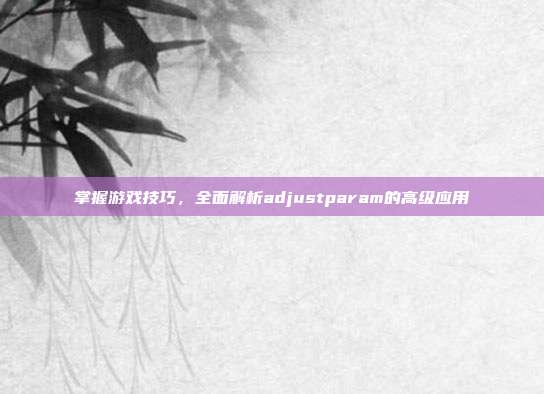 掌握游戏技巧，全面解析adjustparam的高级应用