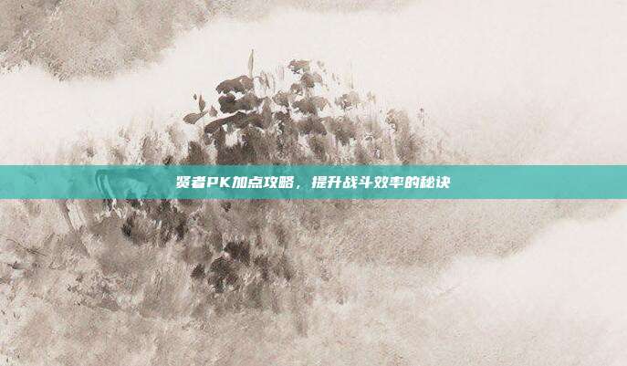 贤者PK加点攻略，提升战斗效率的秘诀