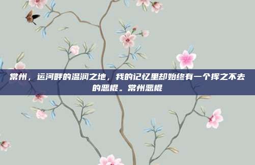 常州，运河畔的温润之地，我的记忆里却始终有一个挥之不去的恶棍。常州恶棍
