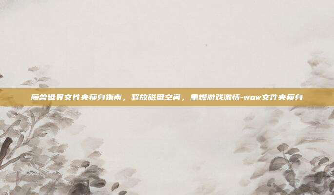 魔兽世界文件夹瘦身指南，释放磁盘空间，重燃游戏激情-wow文件夹瘦身