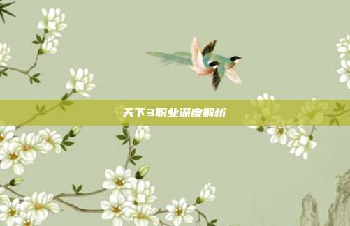 天下3职业深度解析