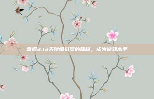 掌握3.13天赋模拟器的精髓，成为游戏高手