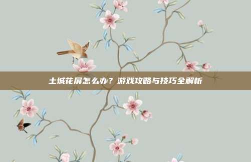 土城花屏怎么办？游戏攻略与技巧全解析