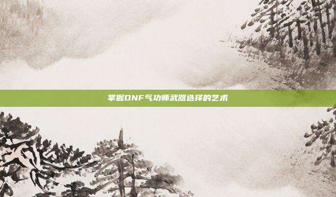 掌握DNF气功师武器选择的艺术