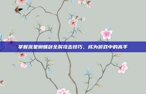 掌握流星蝴蝶剑全屏攻击技巧，成为游戏中的高手