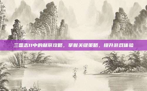 三国志11中的献帝攻略，掌握关键策略，提升游戏体验