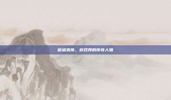 柘城袁伟，游戏界的传奇人物